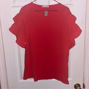 FSL Apparel Women’s size medium coral ruffle cap sleeve blouse